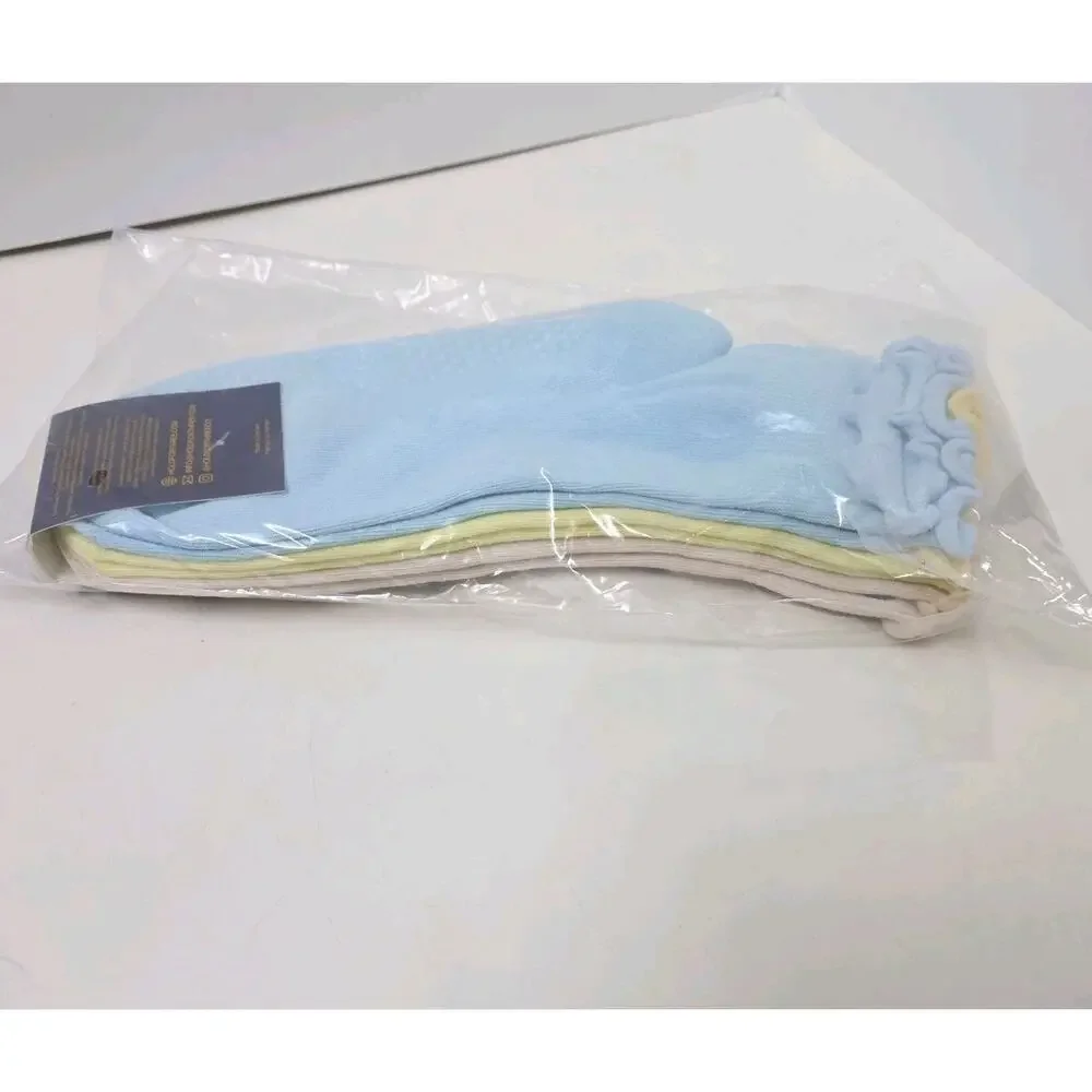Hold For Three Ruffle Grip Socks 3 Pair Pilates Non Slip Blue, Yellow + Pink